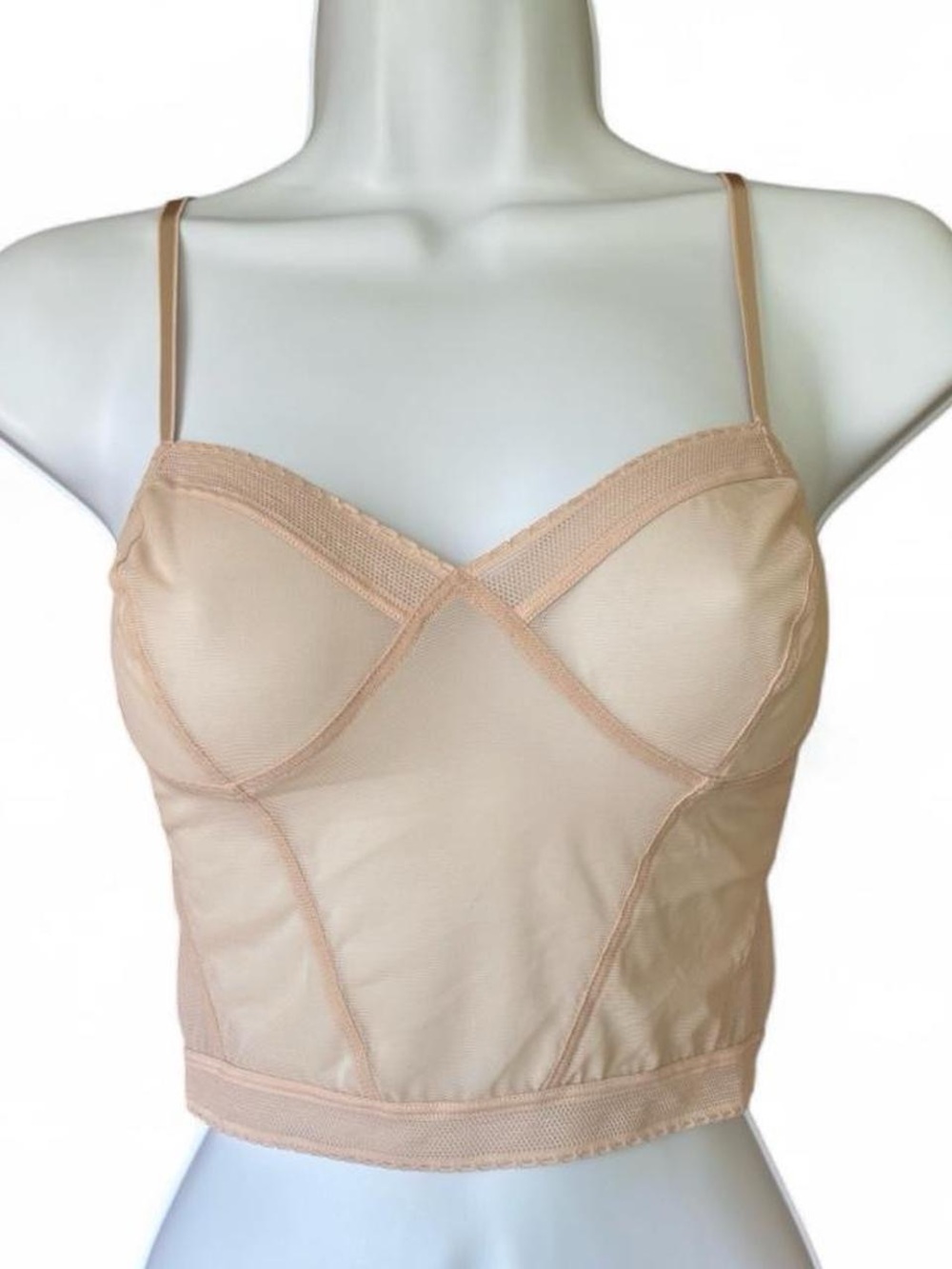 NWT DKNY Mesh Bralette Cropped Top S Sexy Underwear Fairy Made in Hong Kong Y2K